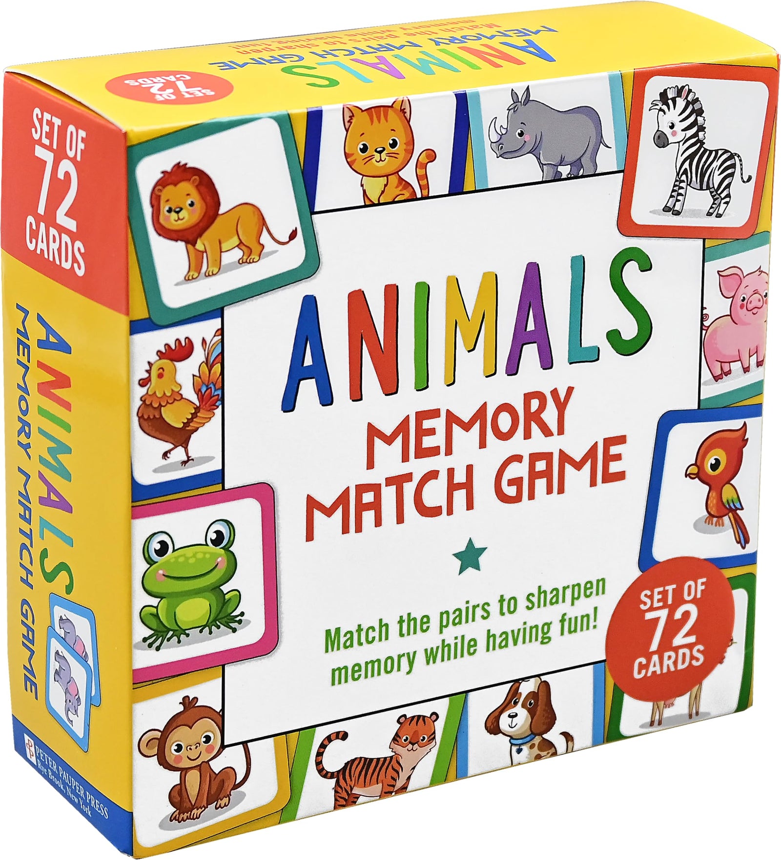 Animal Memory Match Game with 72 Cards for Kids Learning