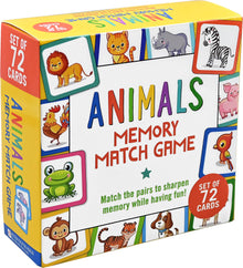 Animal Memory Match Game with 72 Cards for Kids Learning