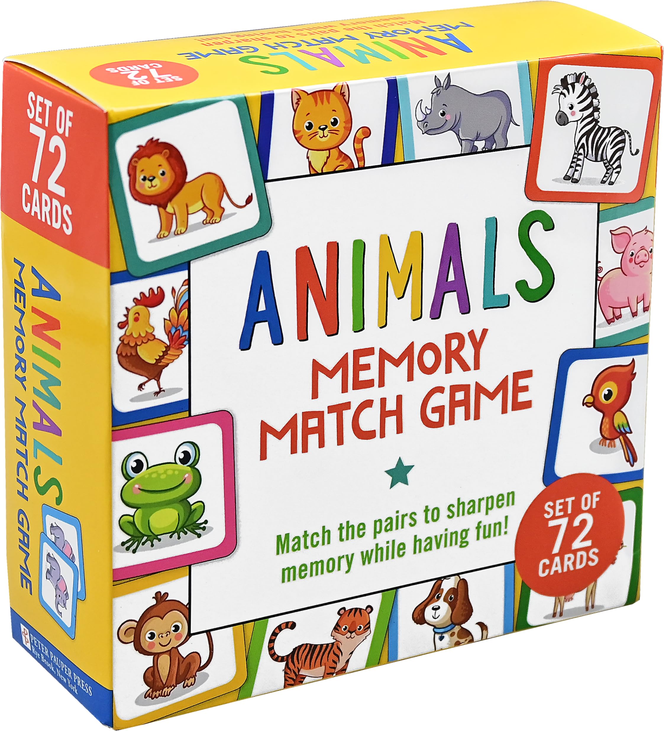 Animal Memory Match Game with 72 Cards for Kids Learning