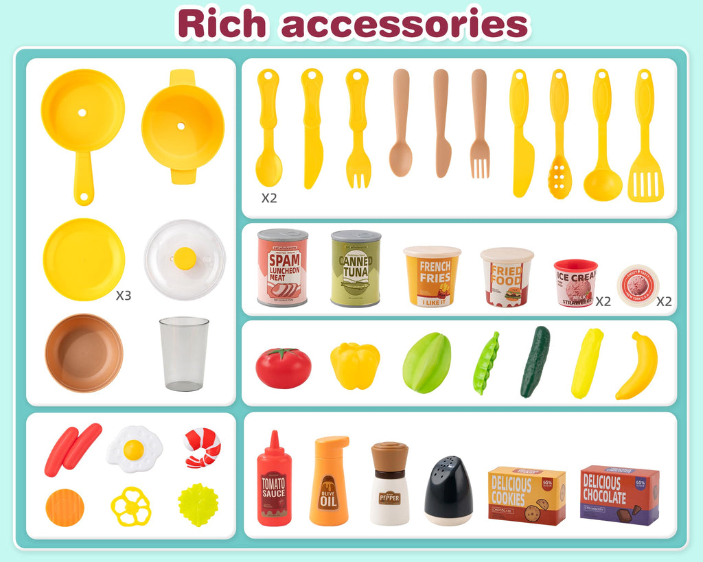 48 Piece Kitchen Playset for Kids Pretend Cooking Toy