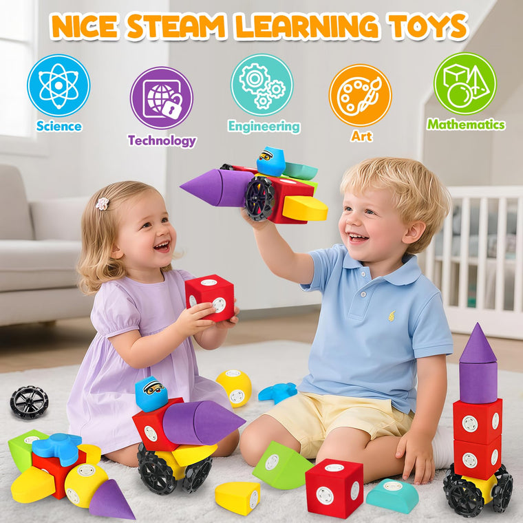 Magnetic Foam Building Blocks STEM Montessori Bath Toys for Toddlers