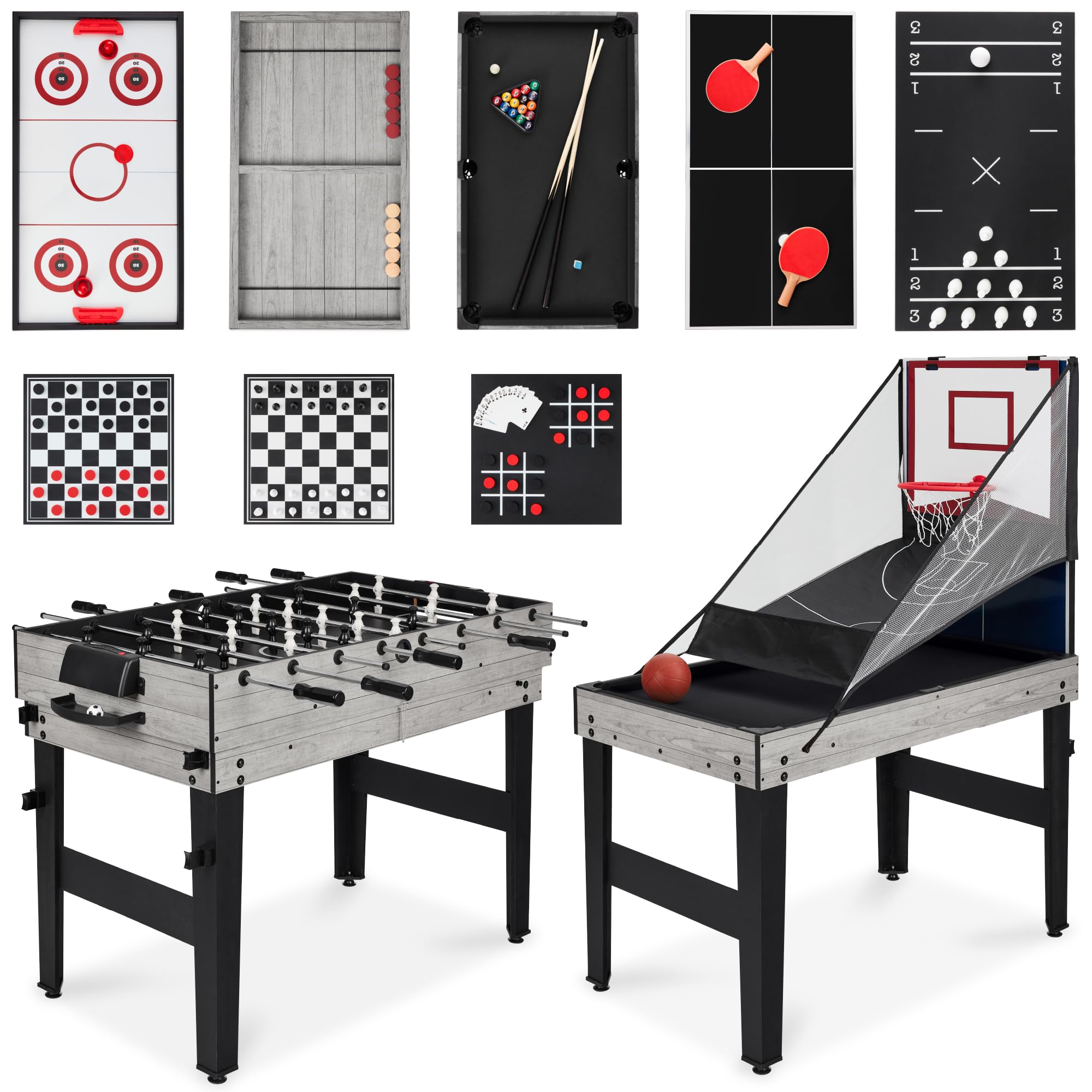 Combo Game Table Set with Ping Pong Foosball Air Hockey Chess Checkers