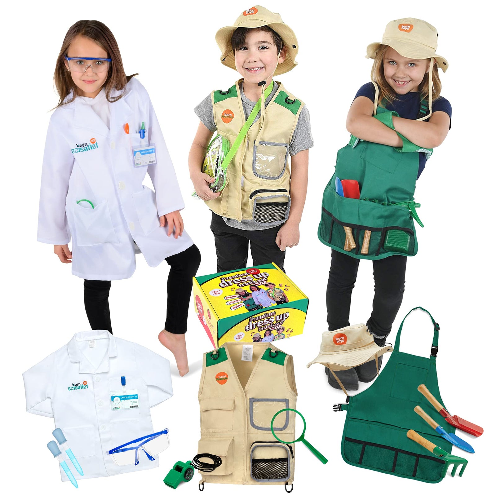 Washable 3 in 1 Toddler Dress Up Clothes Pretend Play Set for Kids
