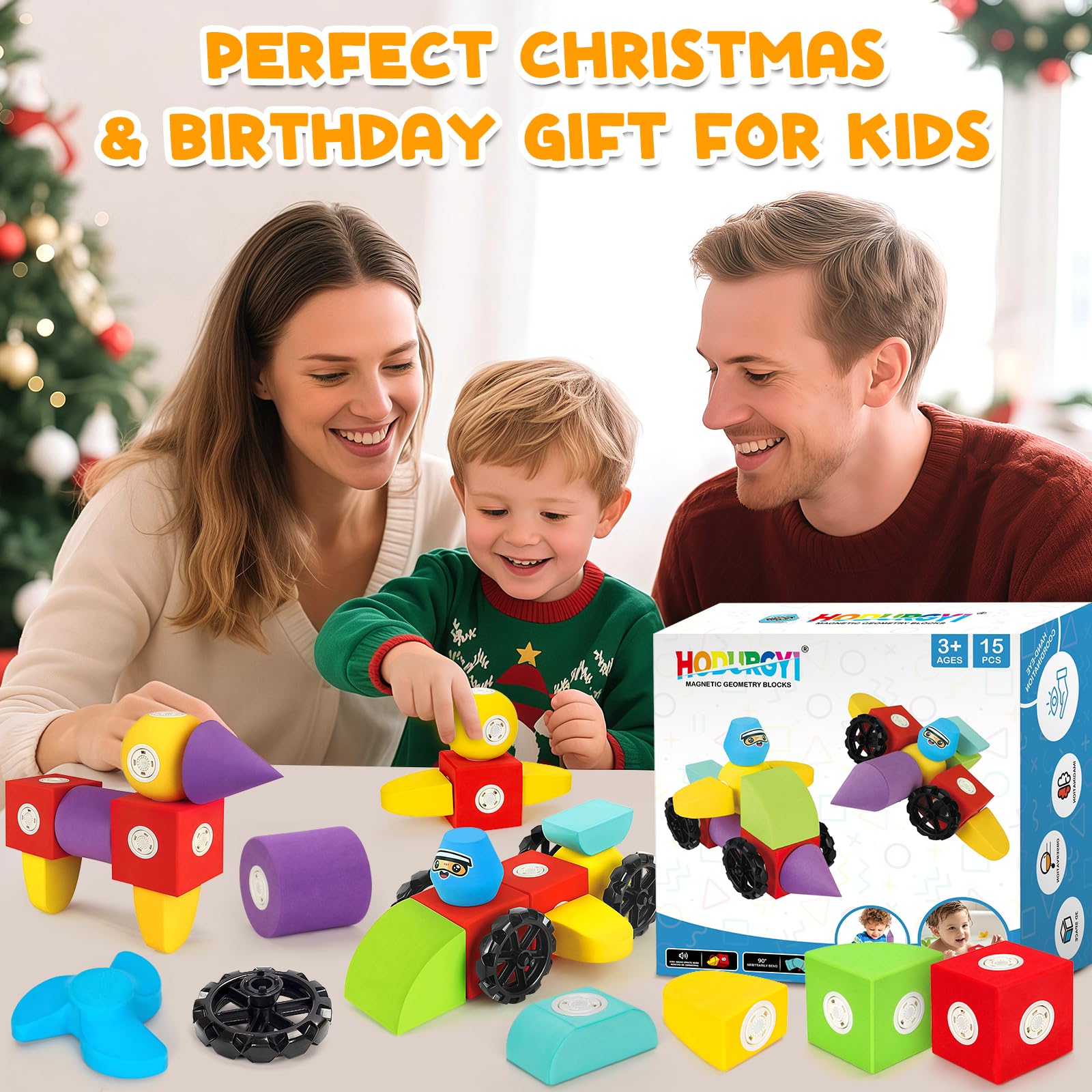 Magnetic Foam Building Blocks STEM Montessori Bath Toys for Toddlers