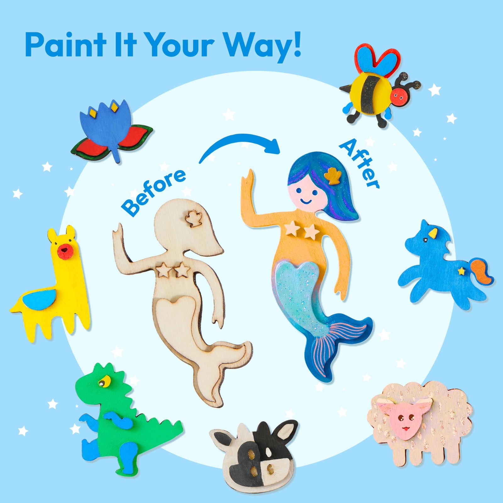 Wooden Magnet Painting Craft Kit for Kids Decorate Your Own Art