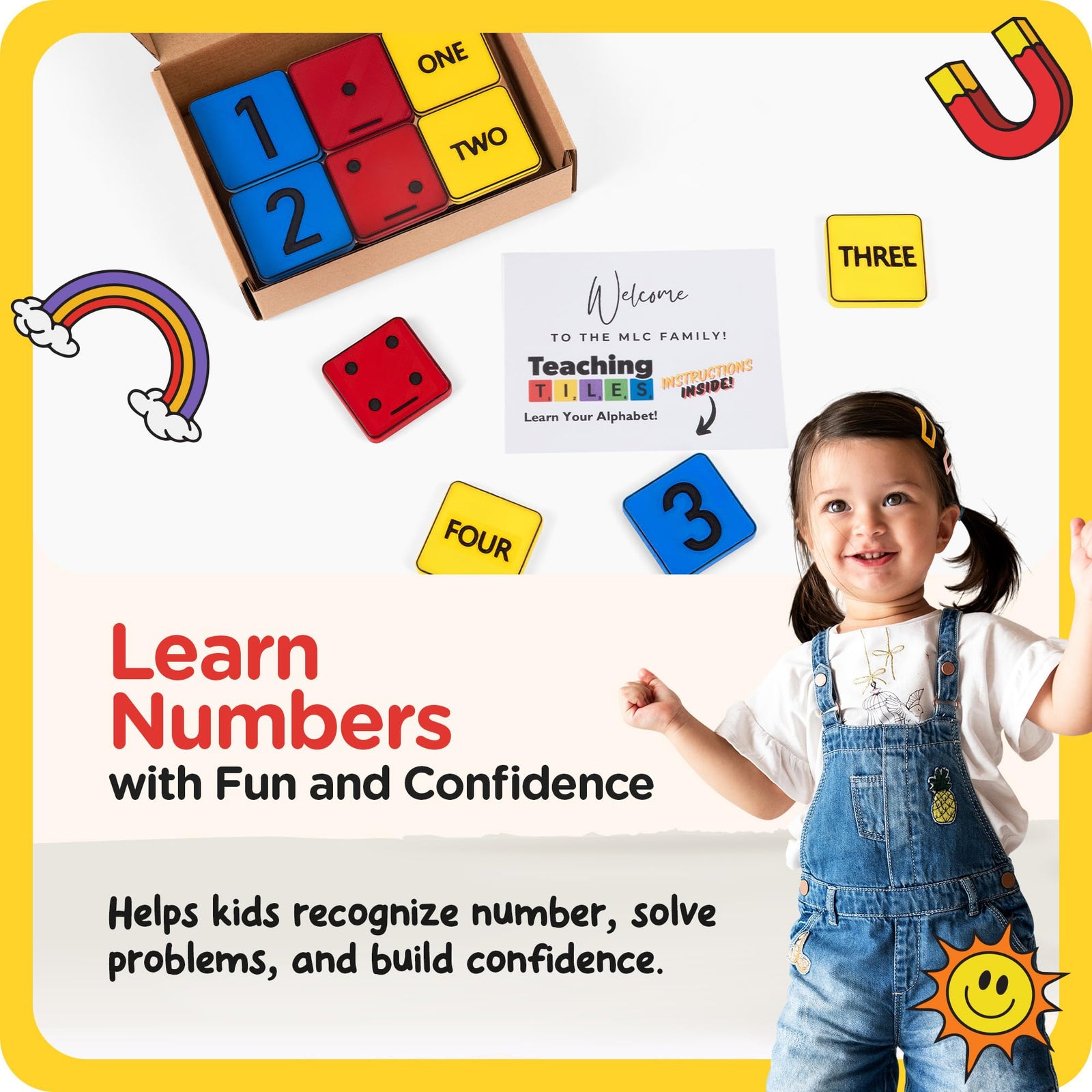 Self Correcting Magnetic Number Tiles for Counting and Word Recognition