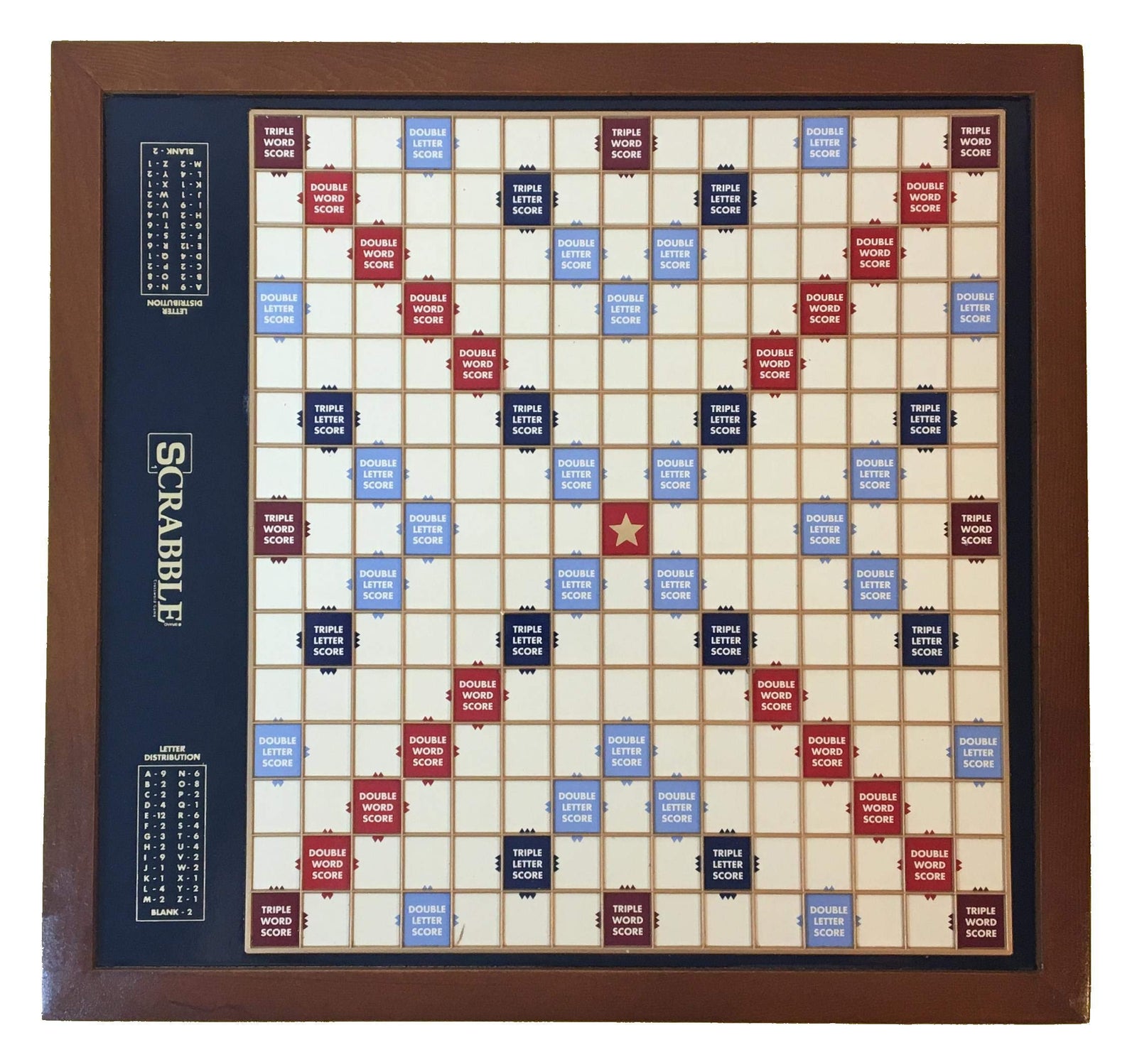 Deluxe Word Tile Game with Rotating Wooden Cabinet Storage and Ivory Tiles