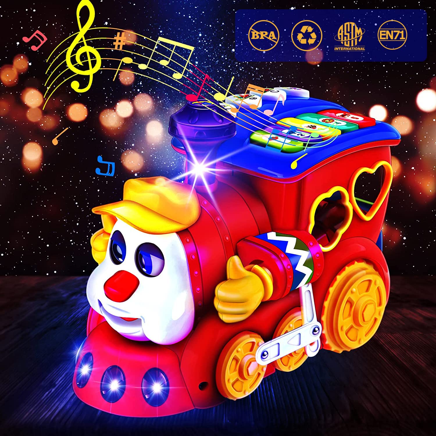 Musical Train Toy with Blocks Lights and Early Learning Play for Toddlers