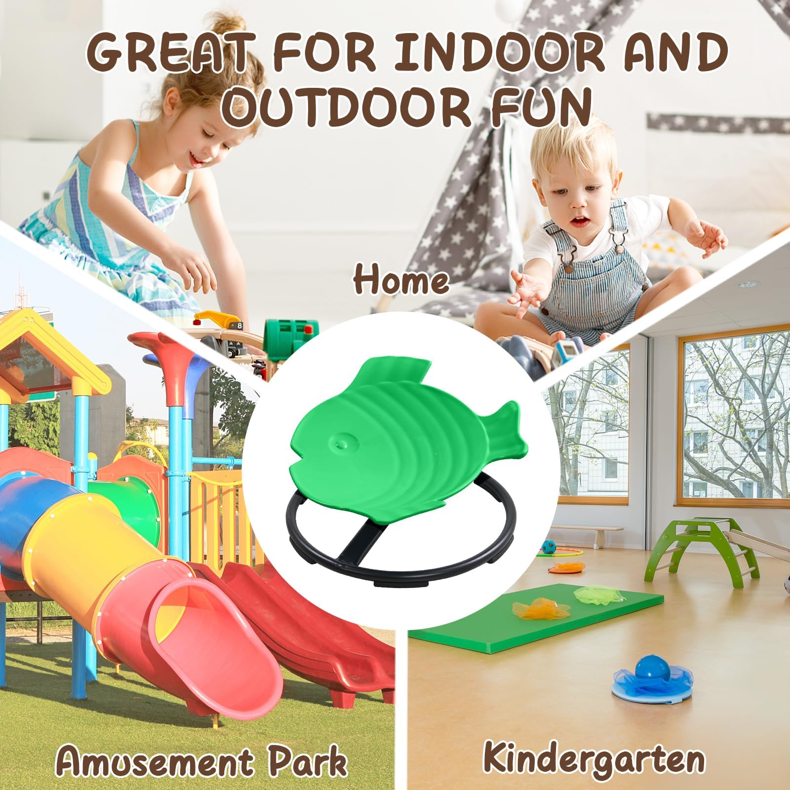 Fish Shaped Spinning Sensory Chair for Kids Coordination and Balance
