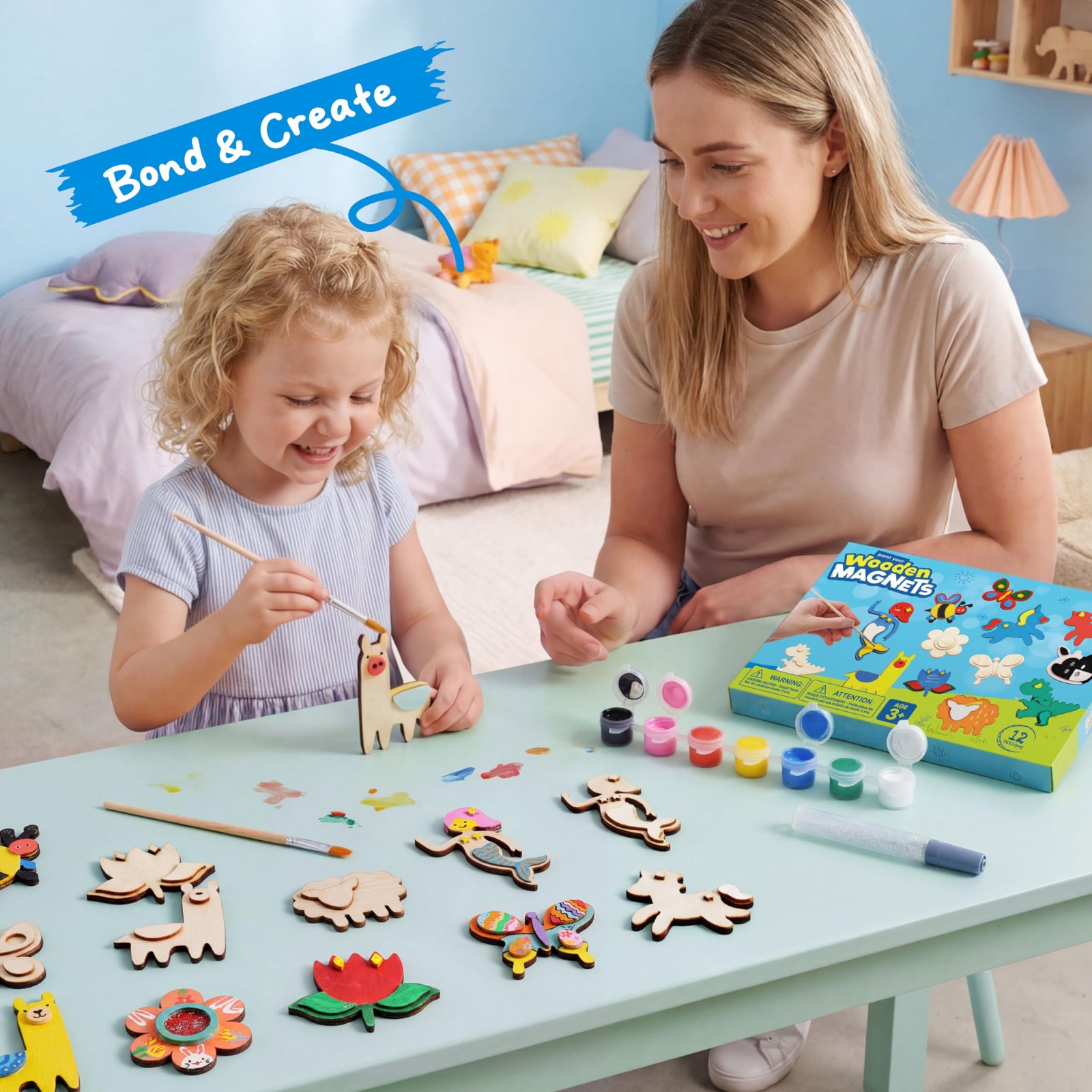 Wooden Magnet Painting Craft Kit for Kids Decorate Your Own Art