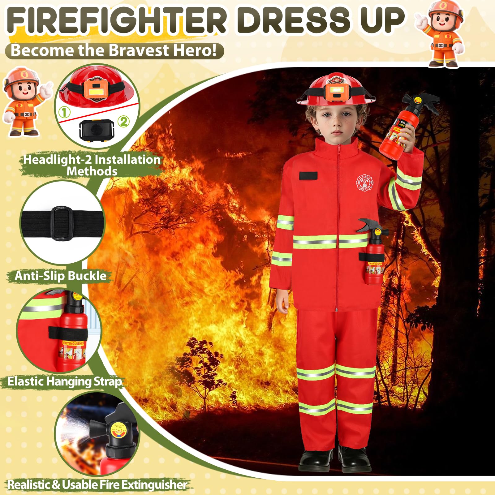 Kids 4 in 1 Career Dress Up Costumes for Pretend Play
