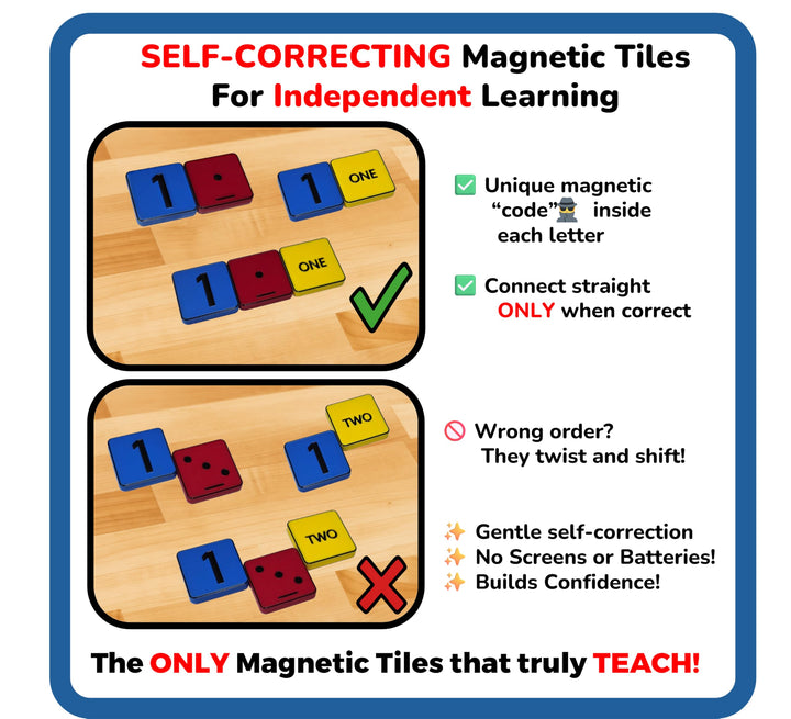 Self Correcting Magnetic Number Tiles for Counting and Word Recognition