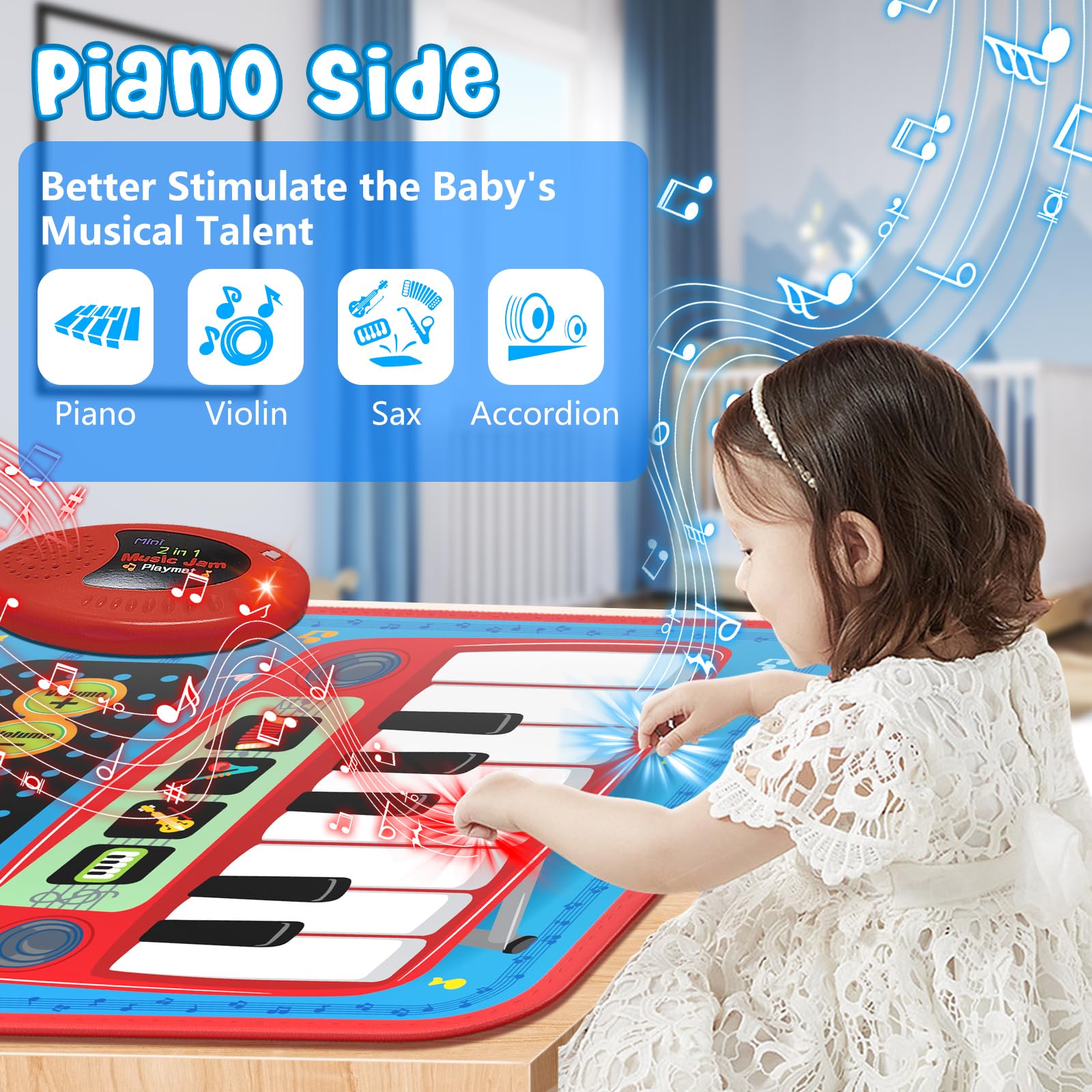 2 in 1 Musical Piano and Drum Mat Toy for Kids Early Learning
