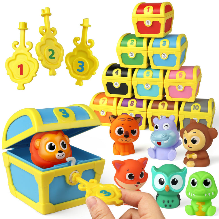 Fine Motor Animal Finger Puppets with Number Locks and Color Sorting Game