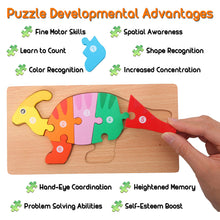 5 Pack Wooden Dinosaur Puzzles for Toddler Montessori Learning