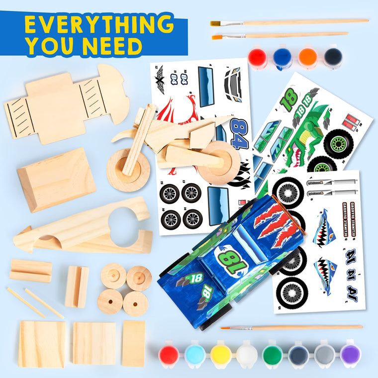 Build and Paint Wooden Race Car Craft Kit for Kids DIY Toy