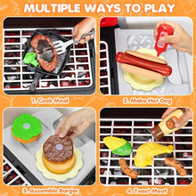 Kids BBQ Grill Playset with Smoke Sound and Light Pretend Cooking Set