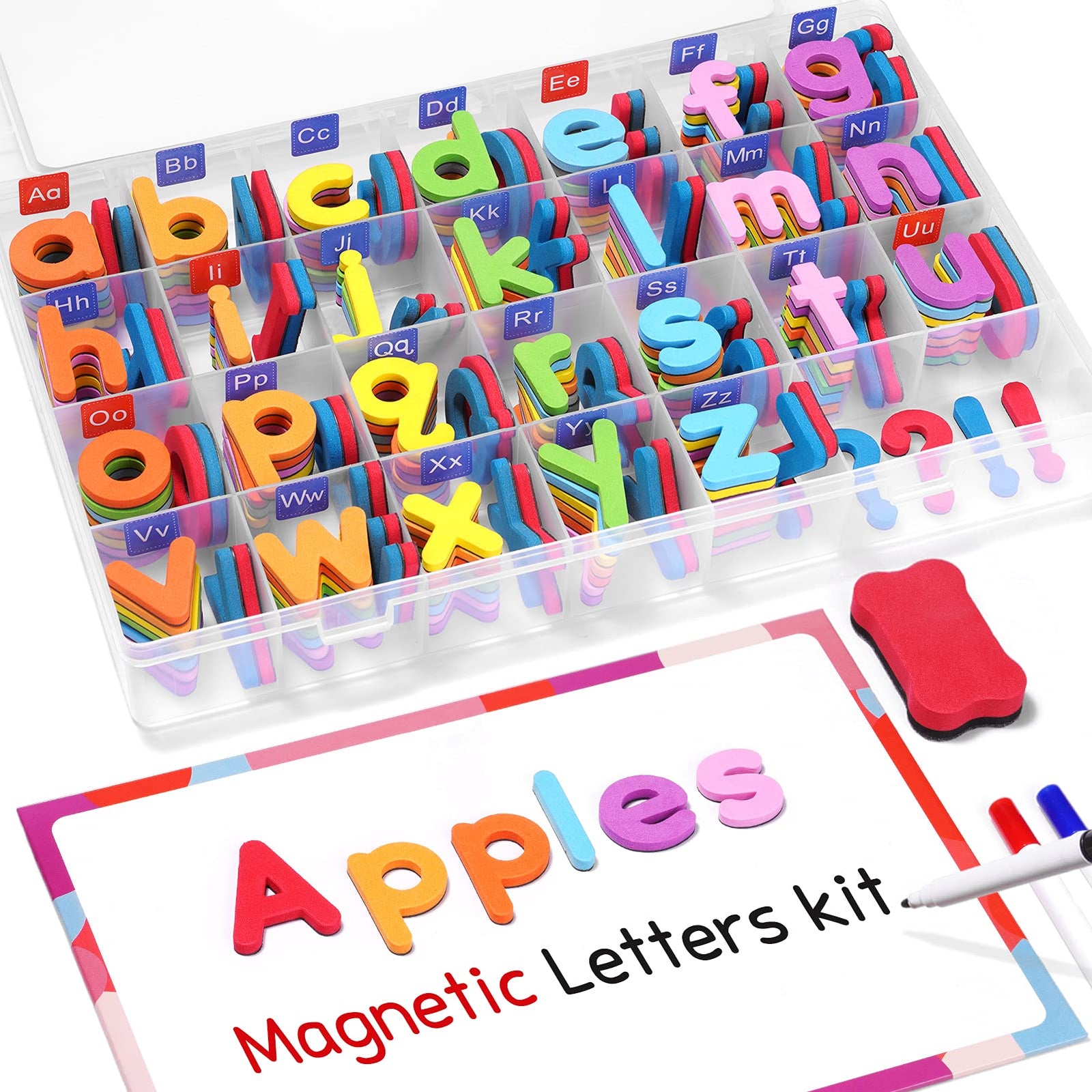 Foam Magnetic Alphabet Letters with Double Sided Board for Kids Learning