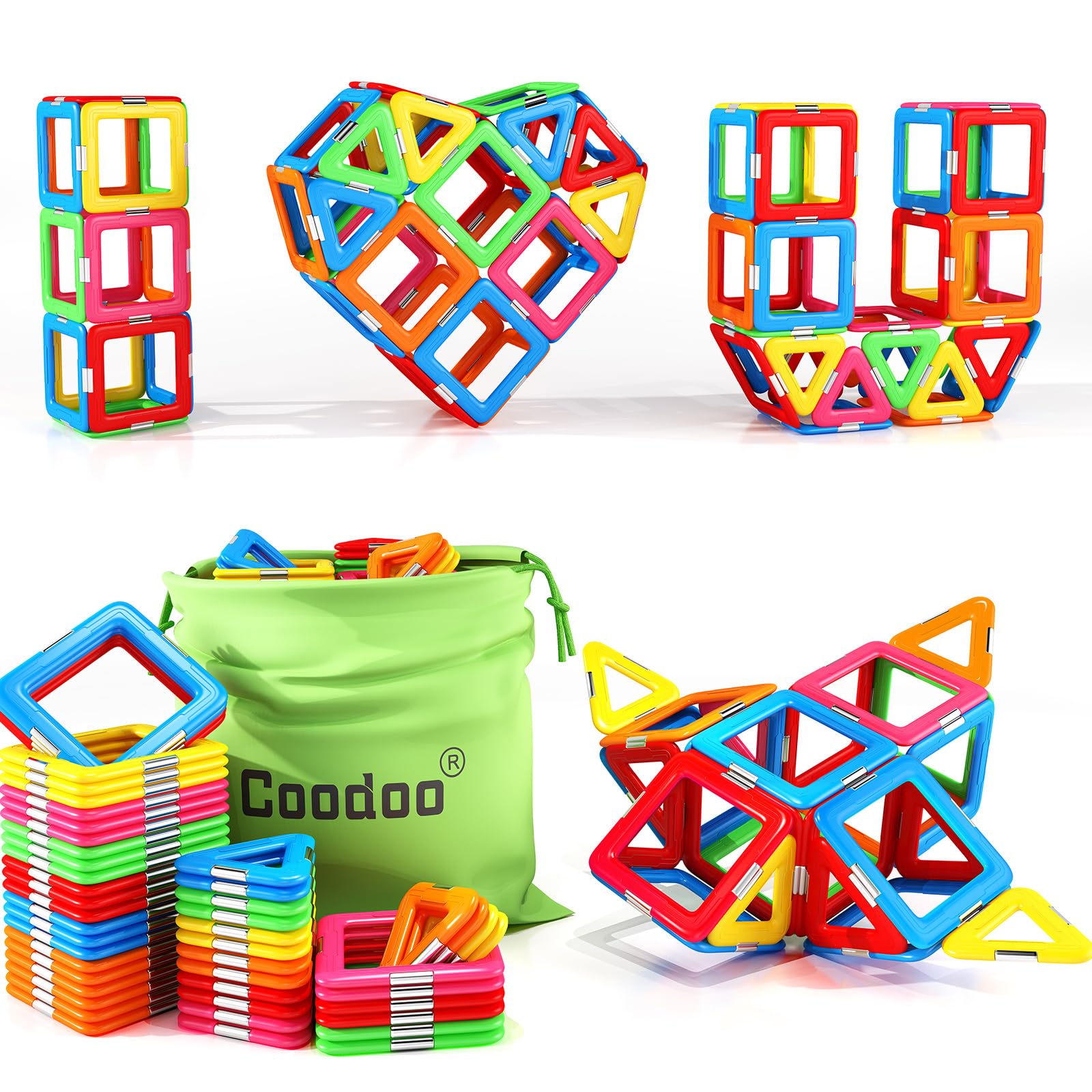 Magnetic Tough Tiles Building Blocks STEM Starter Set for Kids Ages 3 Up