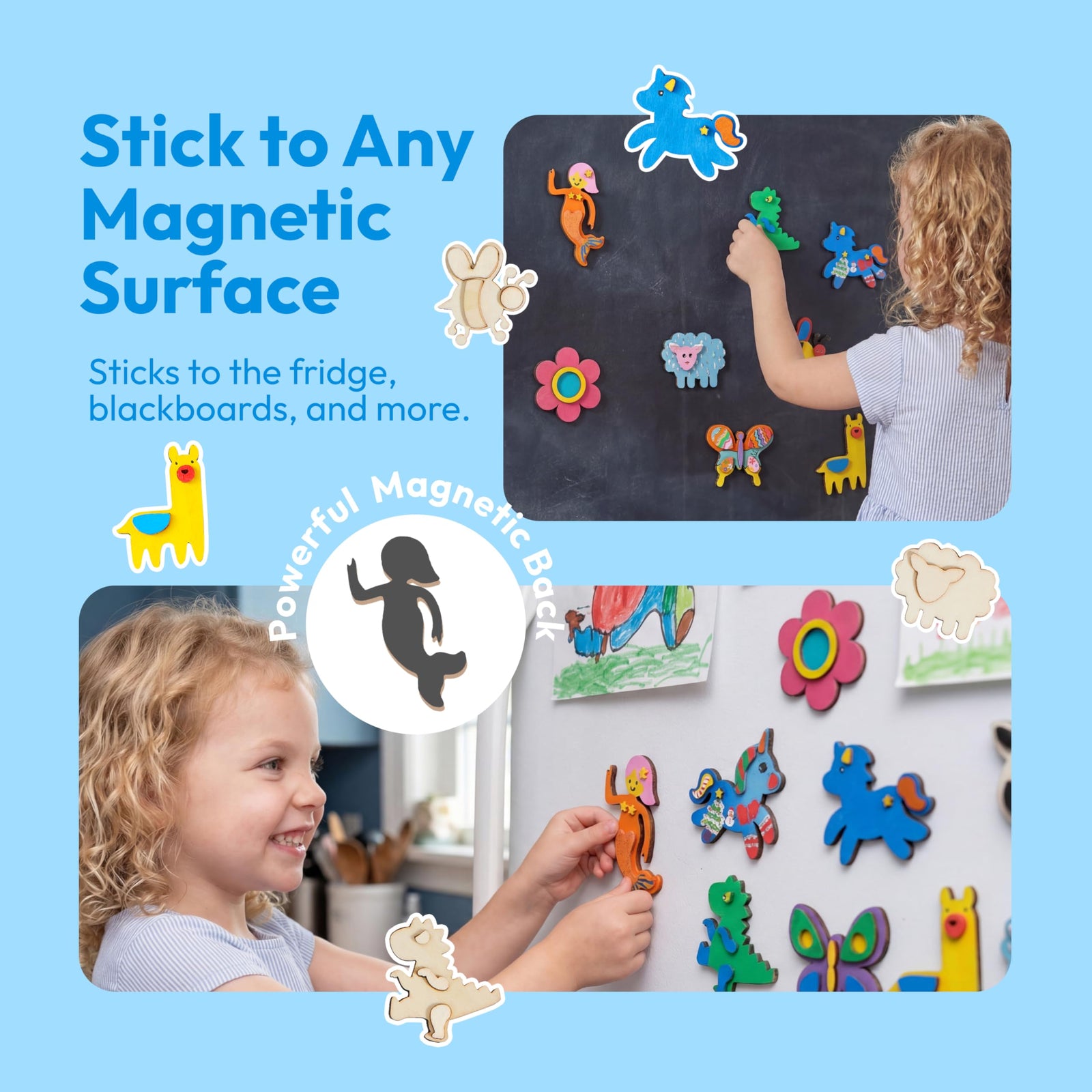 Wooden Magnet Painting Craft Kit for Kids Decorate Your Own Art