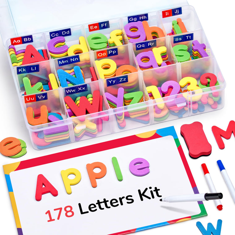 Foam Magnetic Alphabet Letters with Double Sided Board for Kids Learning