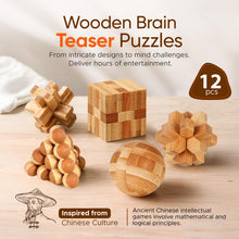 Wooden 3D Brain Teaser Logic Puzzle Set for Adults Teens and Kids