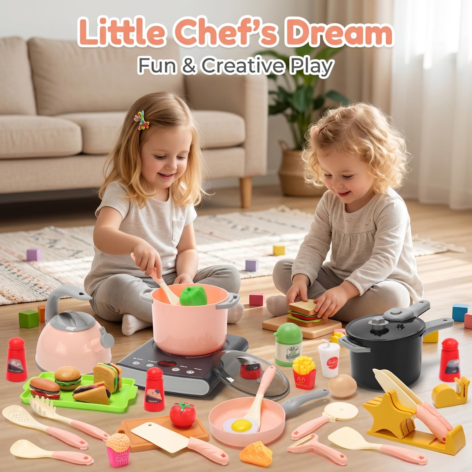 Kids Cooking Toy Set for Pretend Play Kitchen Fun