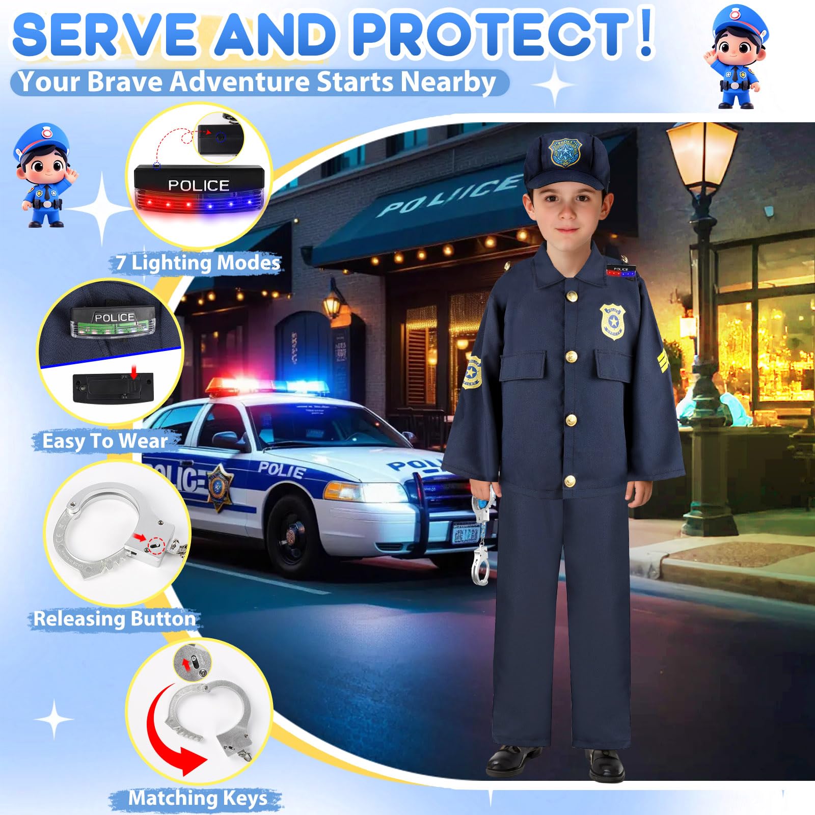 Kids 4 in 1 Career Dress Up Costumes for Pretend Play