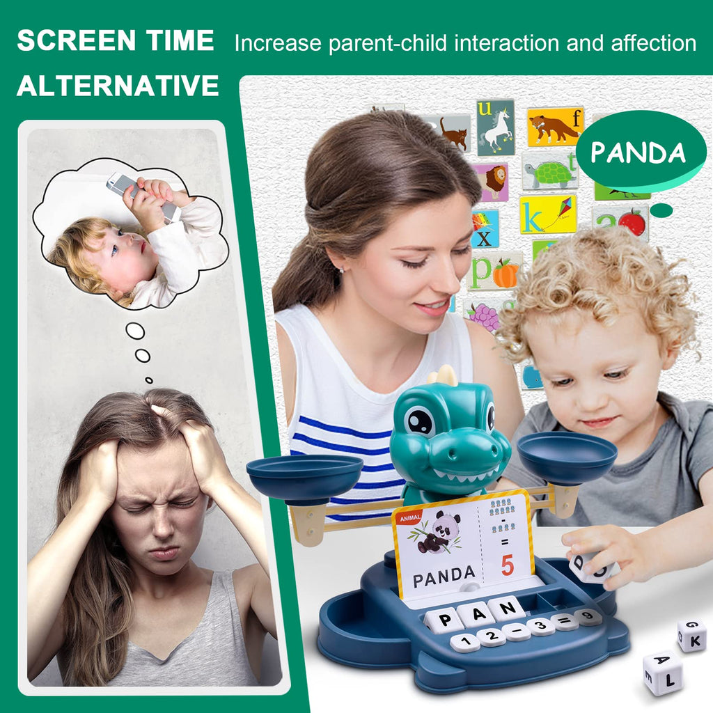 Dinosaur Math Balance and Letter Matching Toy for Early Learning