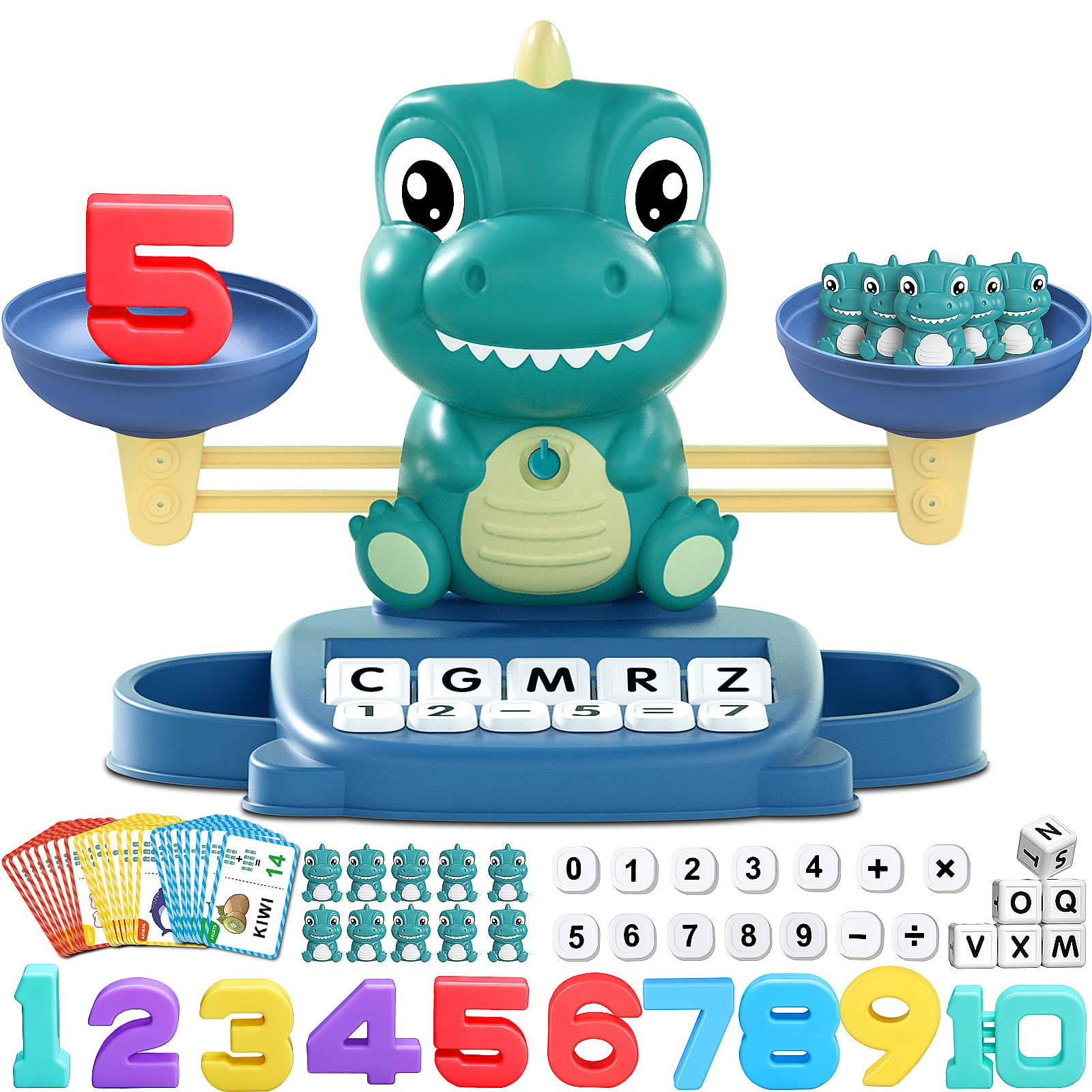 Dinosaur Math Balance and Letter Matching Toy for Early Learning