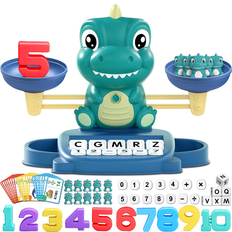 Dinosaur Math Balance and Letter Matching Toy for Early Learning