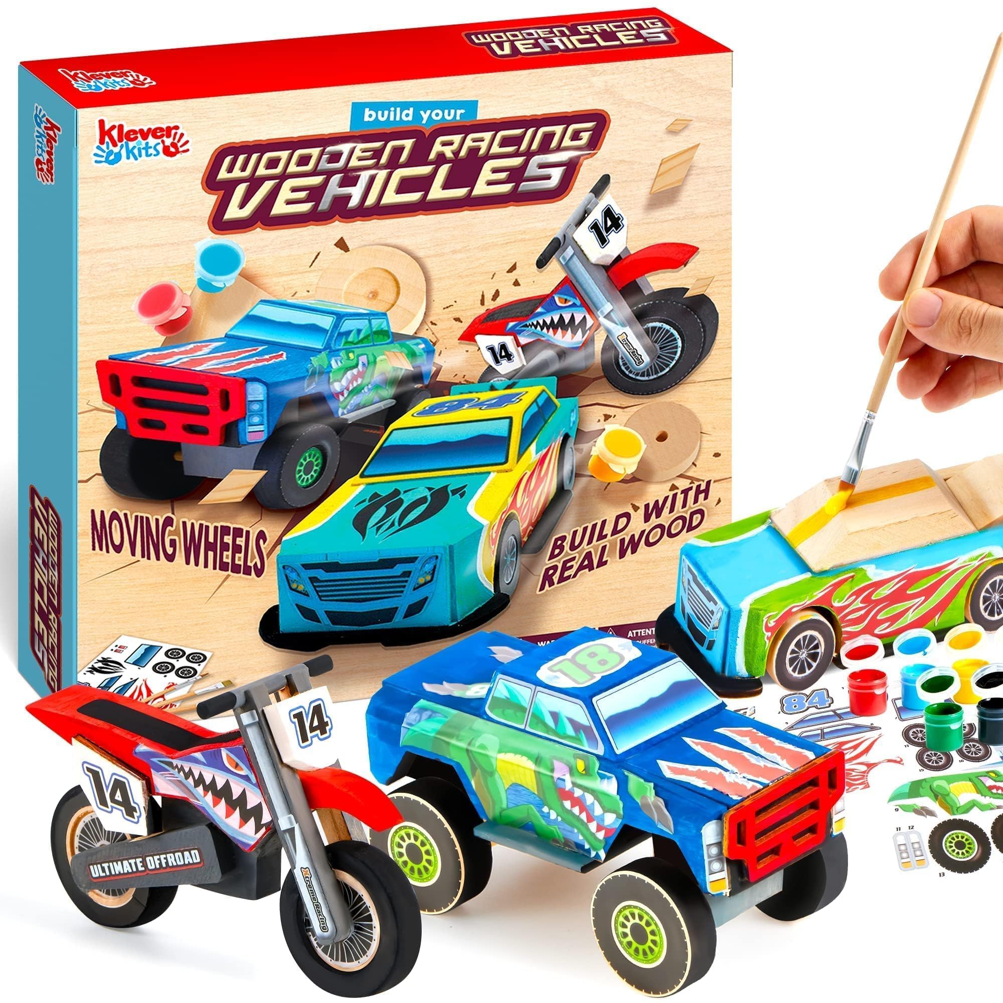 Build and Paint Wooden Race Car Craft Kit for Kids DIY Toy