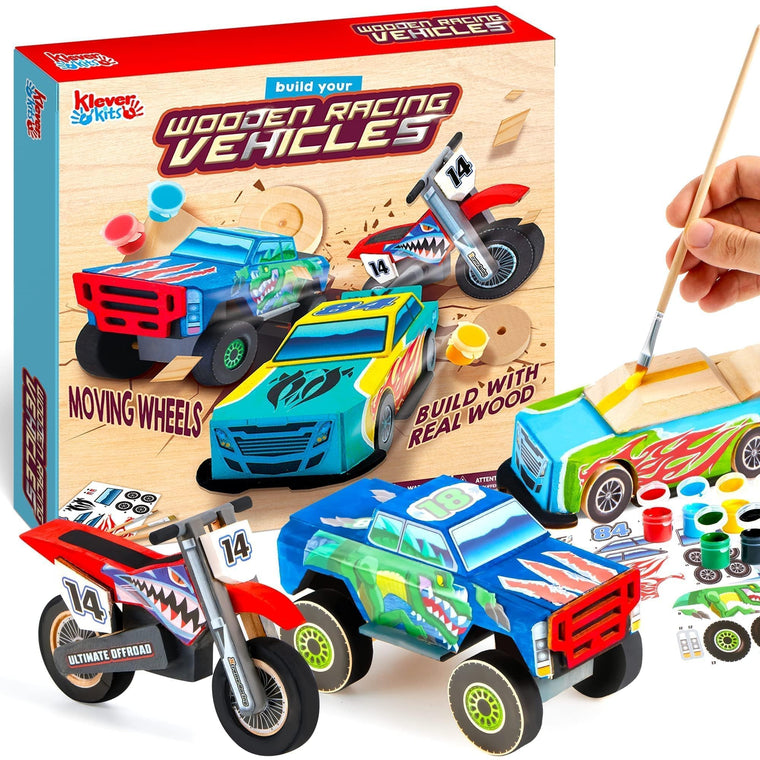 Build and Paint Wooden Race Car Craft Kit for Kids DIY Toy