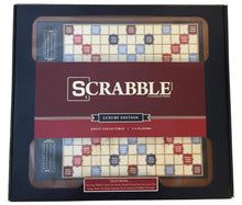 Deluxe Word Tile Game with Rotating Wooden Cabinet Storage and Ivory Tiles