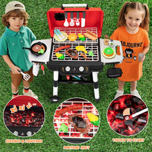 Kids BBQ Grill Playset with Smoke Sound and Light Pretend Cooking Set