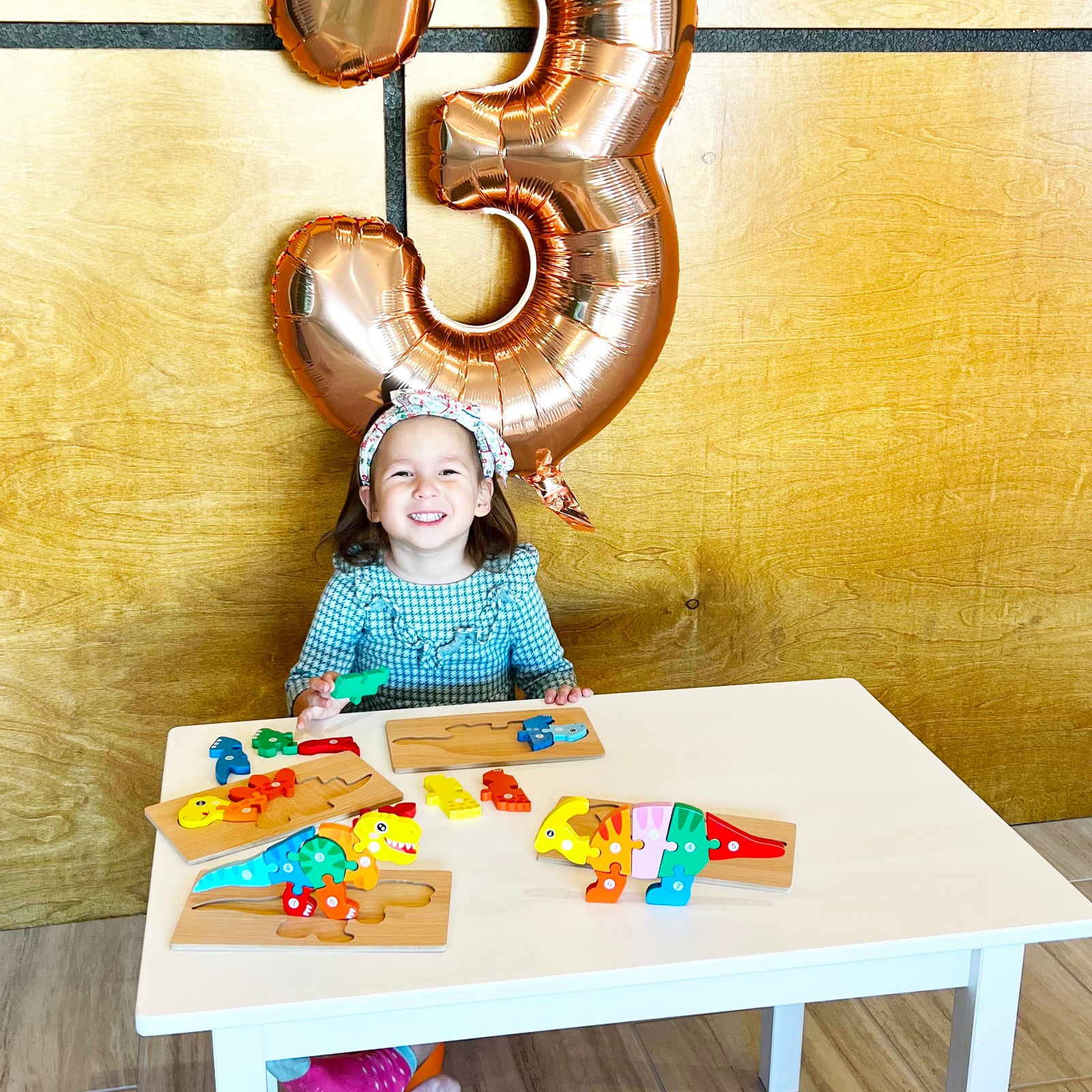 5 Pack Wooden Dinosaur Puzzles for Toddler Montessori Learning